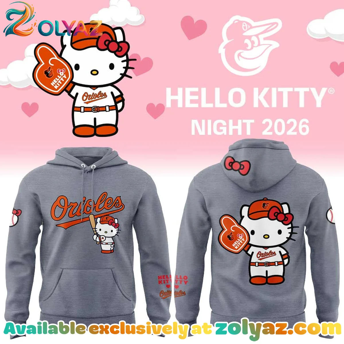 Baltimore Orioles Hello Kitty T-Shirt & Hoodie