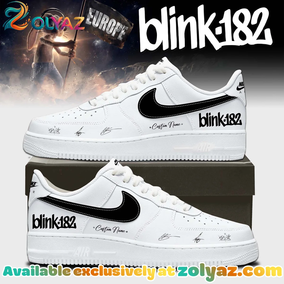 Blink-182 New EU Shows Custom Air Force 1 & Jordan 1 Shoes