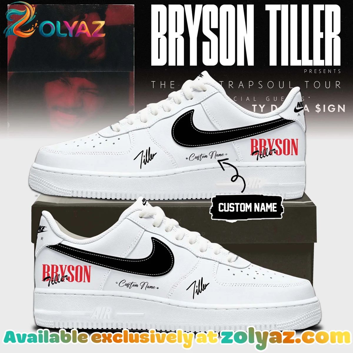 Bryson Tiller The Neo Trapsoul Tour Custom Air Force 1 & Jordan 1 Shoes - Part 3
