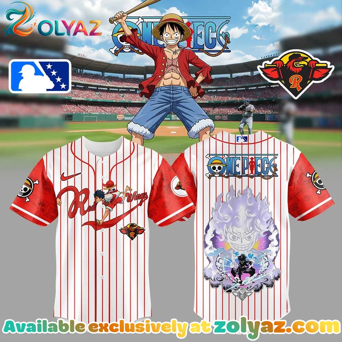Detroit Red Wings x One Piece Straw Hat Luffy Gear 5 Jersey