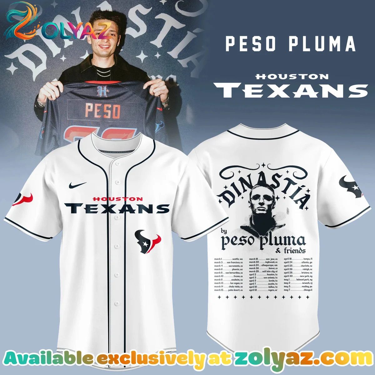 Houston Football Dinastia Style Tour Jersey