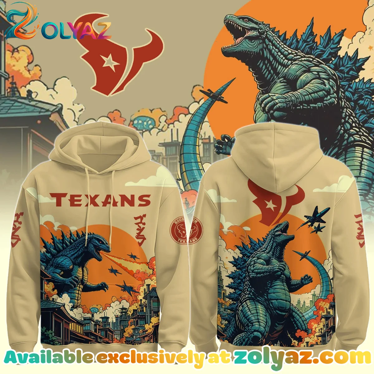 Houston Texans x Godzilla Shirt & Hoodie