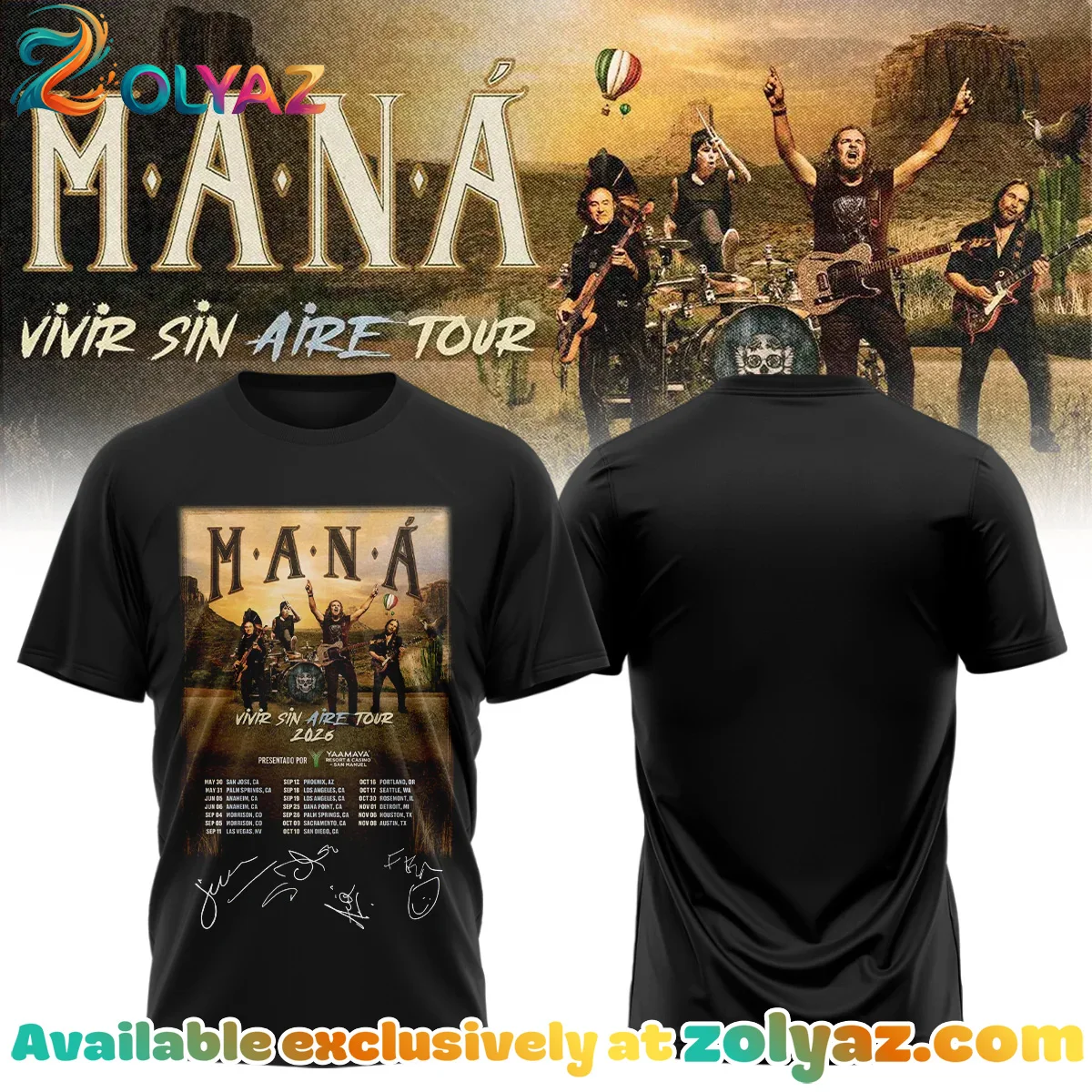 Mana Vivir Sin Aire Tour T-Shirt & Hoodie (Style 1)
