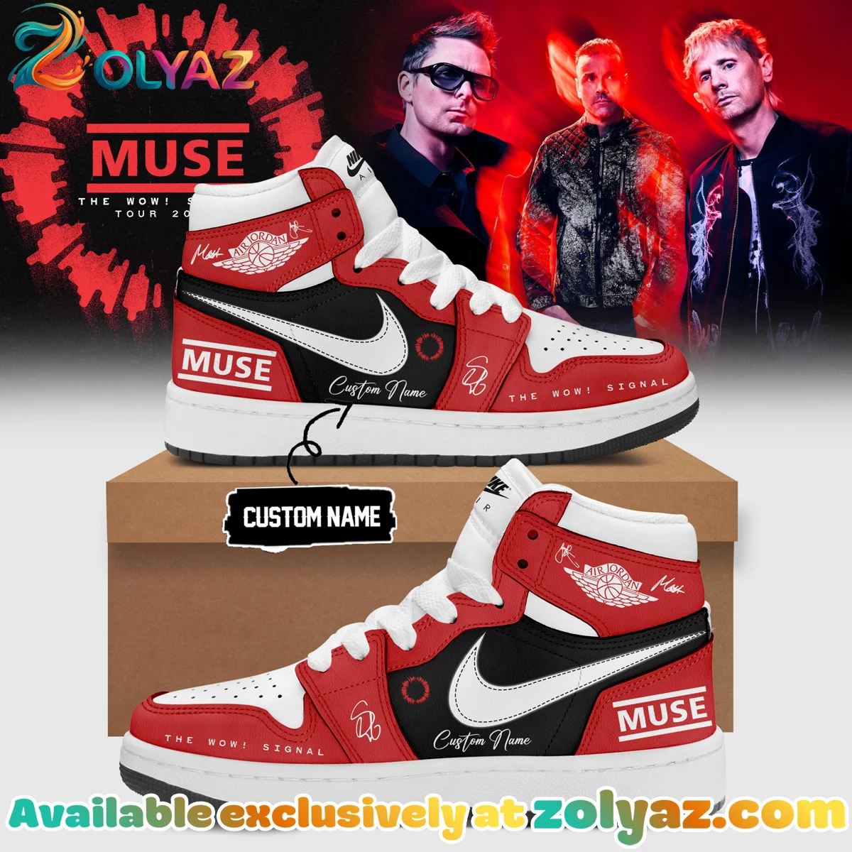 Muse The Wow Signal Tour Custom Air Force 1 & Jordan 1 Shoes (Design 3)
