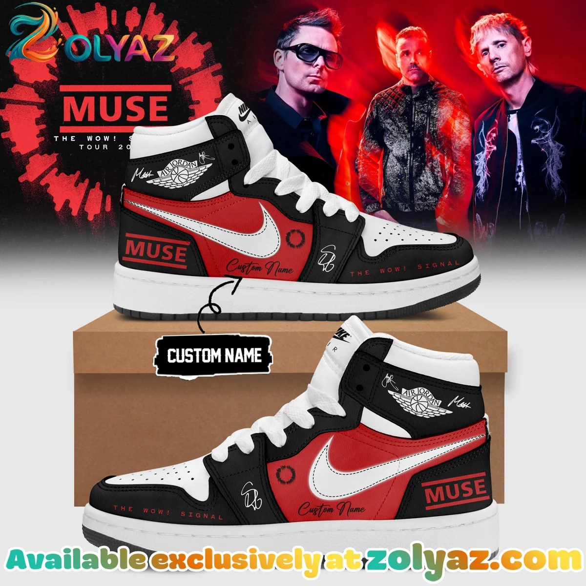 Muse The Wow Signal Tour Custom Air Force 1 & Jordan 1 Shoes - Variant 3