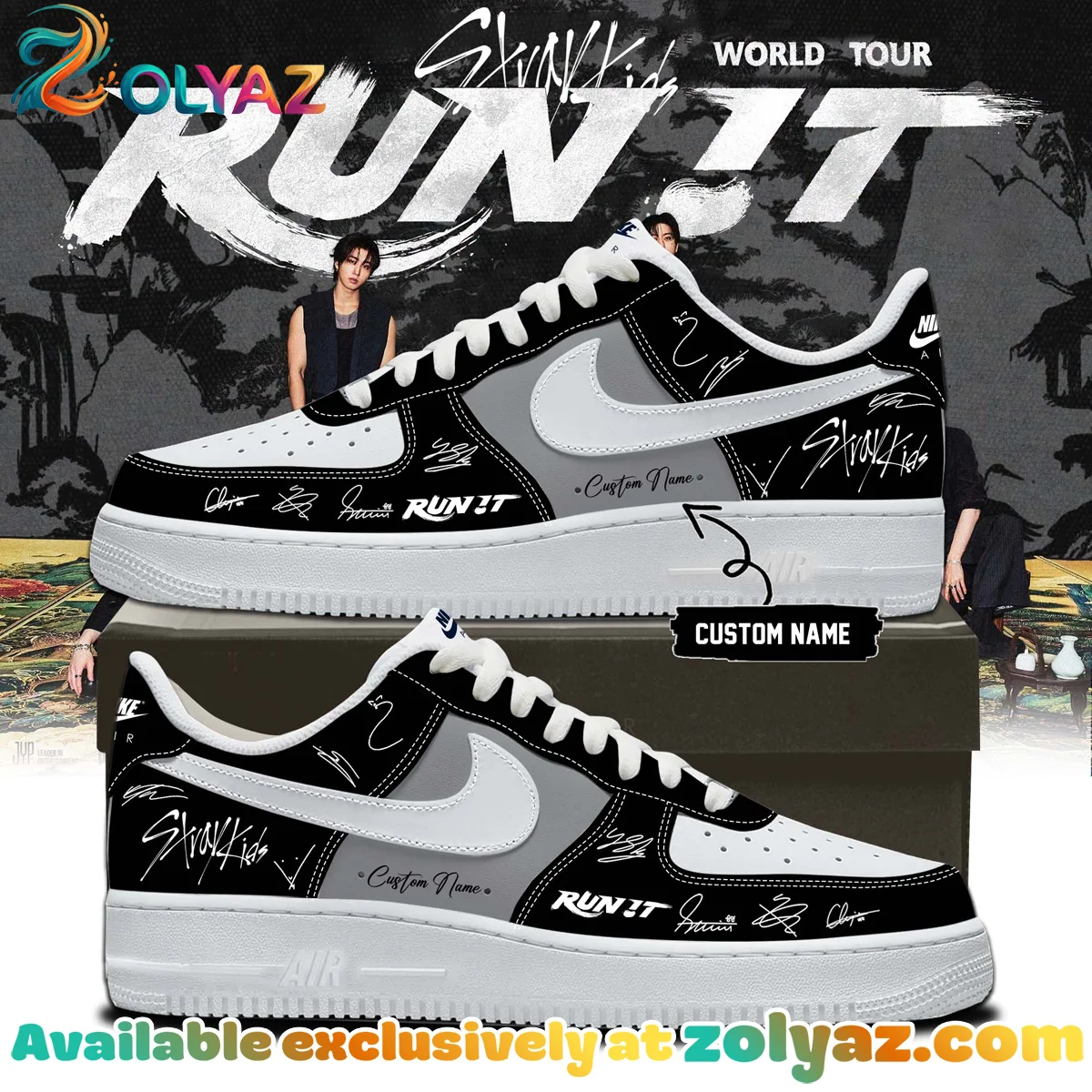 Stray Kids World Tour RUN IT Custom Air Force 1 & Jordan 1 Shoes (Style 3)