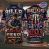 Buffalo Bills Shaking Drinks Tee - This Bartender Works Hard 1
