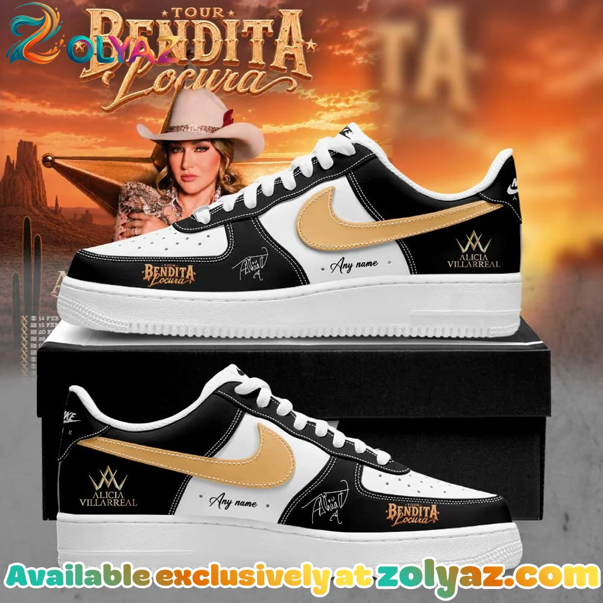 Alicia Villarreal Bendita Locura Tour Custom Air Force 1 & Jordan 1 Shoes (Style 5)