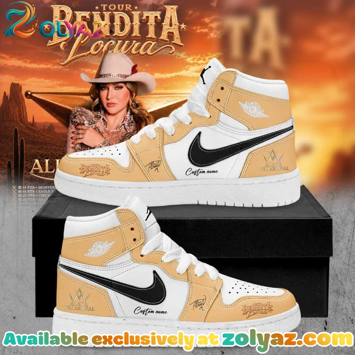Alicia Villarreal Bendita Locura Tour Custom Air Force 1 & Jordan 1 Shoes (Release 8)