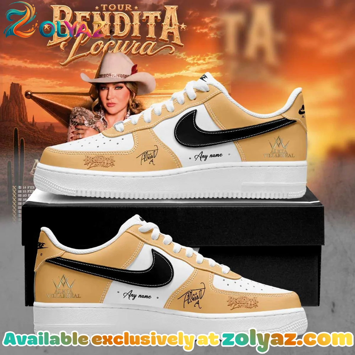 Alicia Villarreal Bendita Locura Tour Custom Air Force 1 & Jordan 1 Shoes (Release 7)