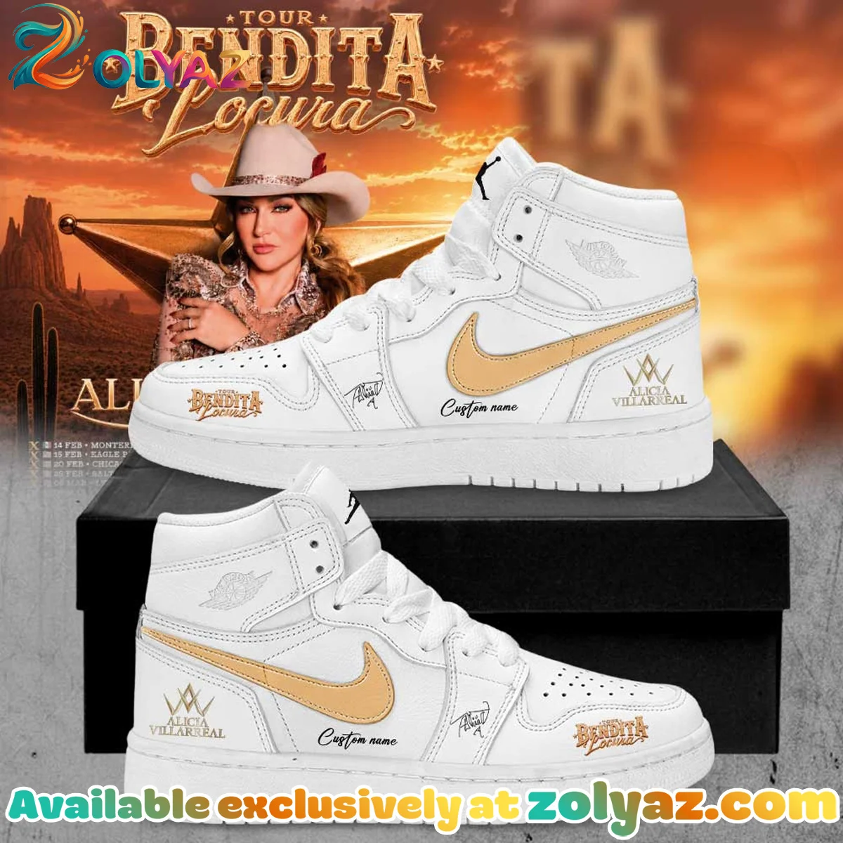 Alicia Villarreal Bendita Locura Tour Custom Air Force 1 & Jordan 1 Shoes (Release 9)