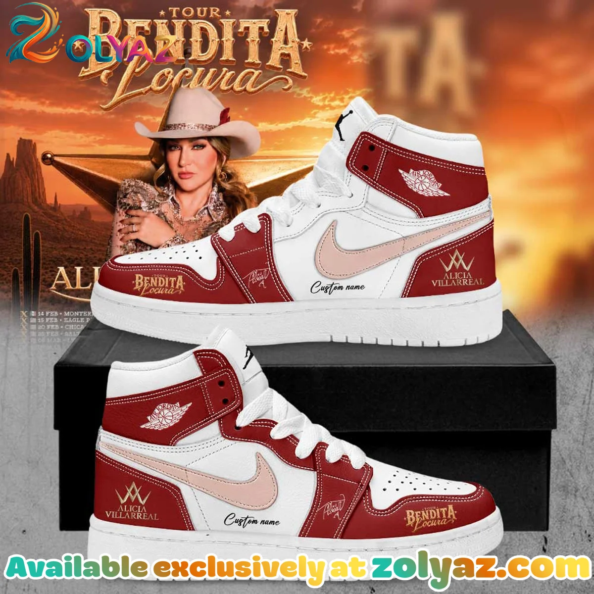 Alicia Villarreal Bendita Locura Tour Custom Air Force 1 & Jordan 1 Shoes (Release 11)