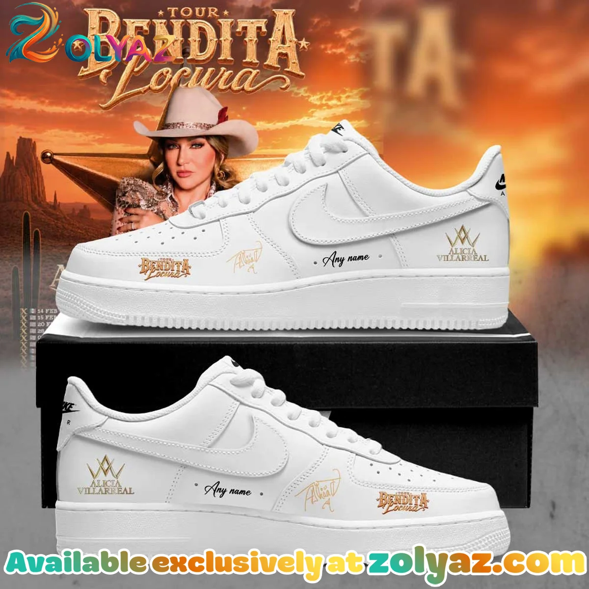 Alicia Villarreal Bendita Locura Tour Custom Air Force 1 & Jordan 1 Shoes - Variant 3