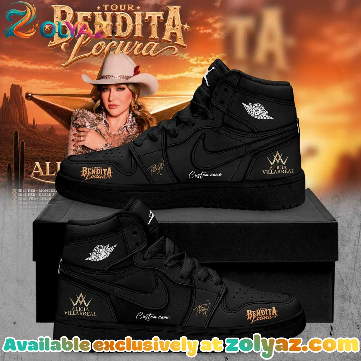 Alicia Villarreal Bendita Locura Tour Custom Air Force 1 & Jordan 1 Shoes - Variant 5