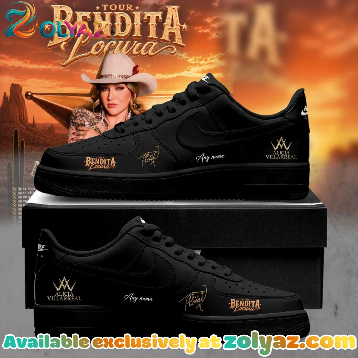 Alicia Villarreal Bendita Locura Tour Custom Air Force 1 & Jordan 1 Shoes (Style 4)