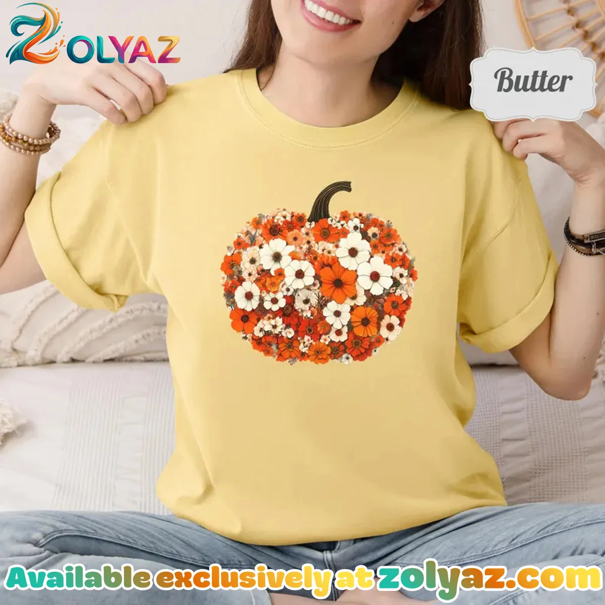 Autumn Floral Pumpkin T-Shirt & Hoodie