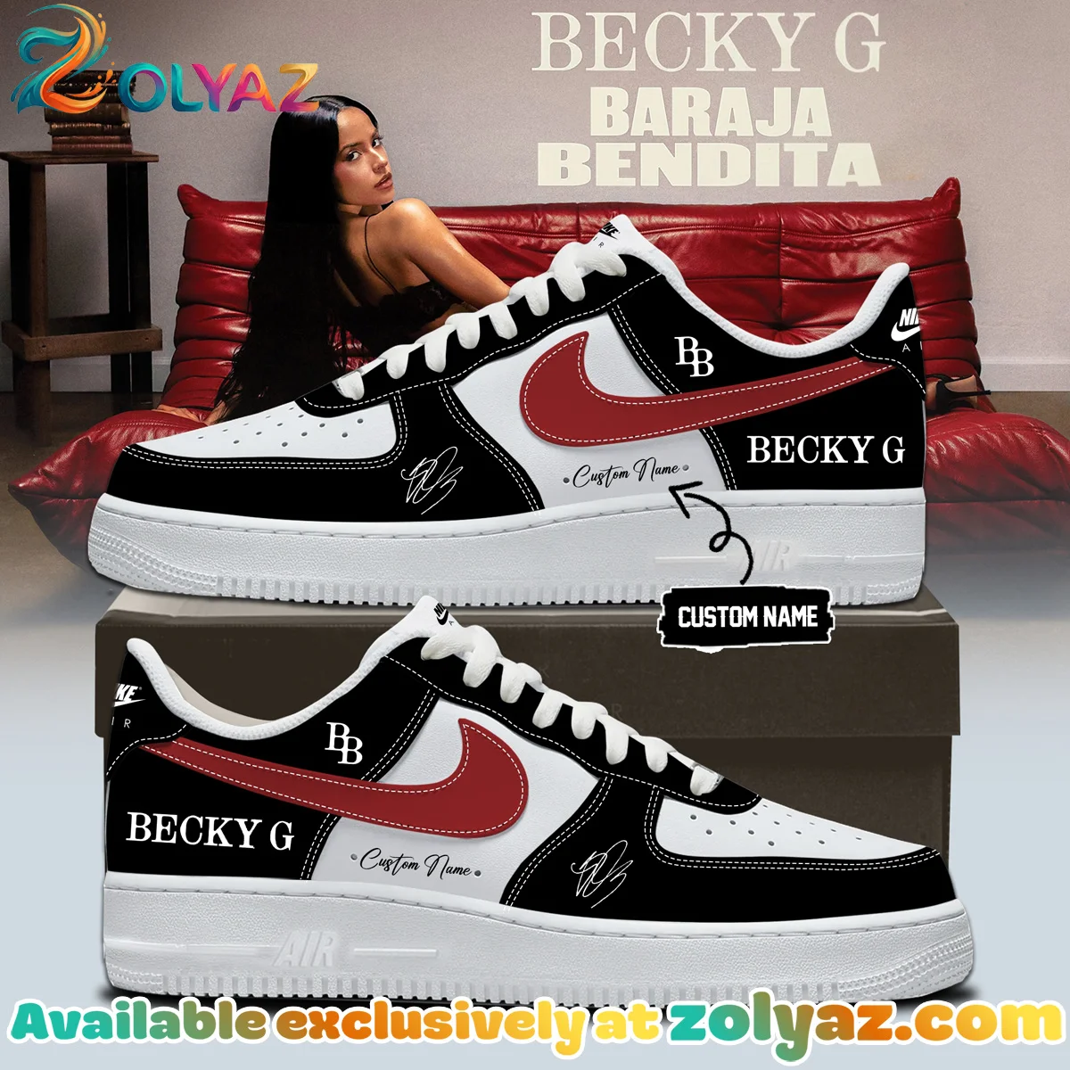 Becky G Baraja Bendita Custom Air Force 1 & Jordan 1 Shoes (Design 4)