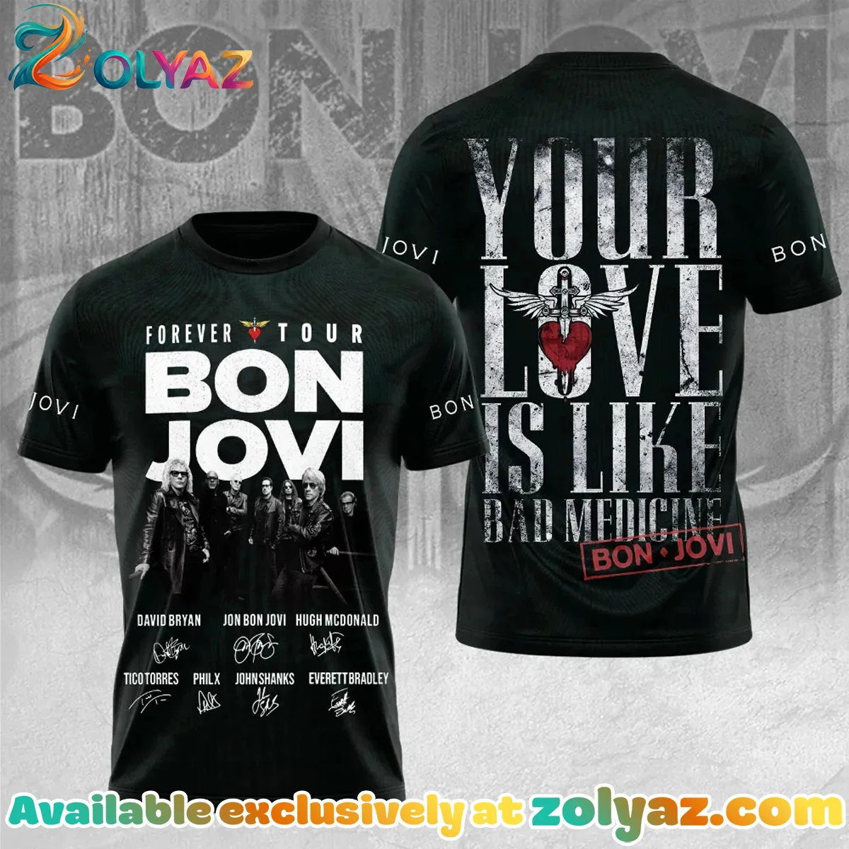 Bon Jovi Forever Tour Shirt & Hoodie (Style 6)