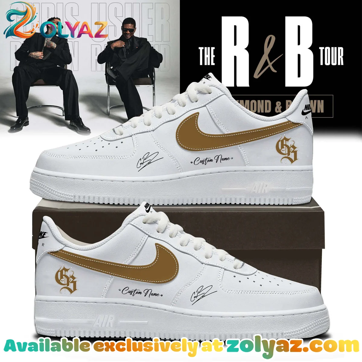 Chris Brown R&B Tour Custom Air Force 1 & Jordan 1 Shoes (Design 11)