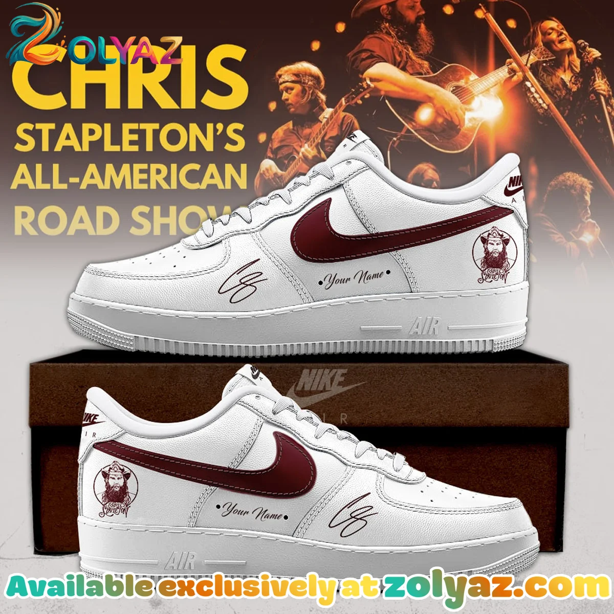 Chris Stapleton All-American Road Show Custom Air Force 1 & Jordan 1 Shoes - Variant 1