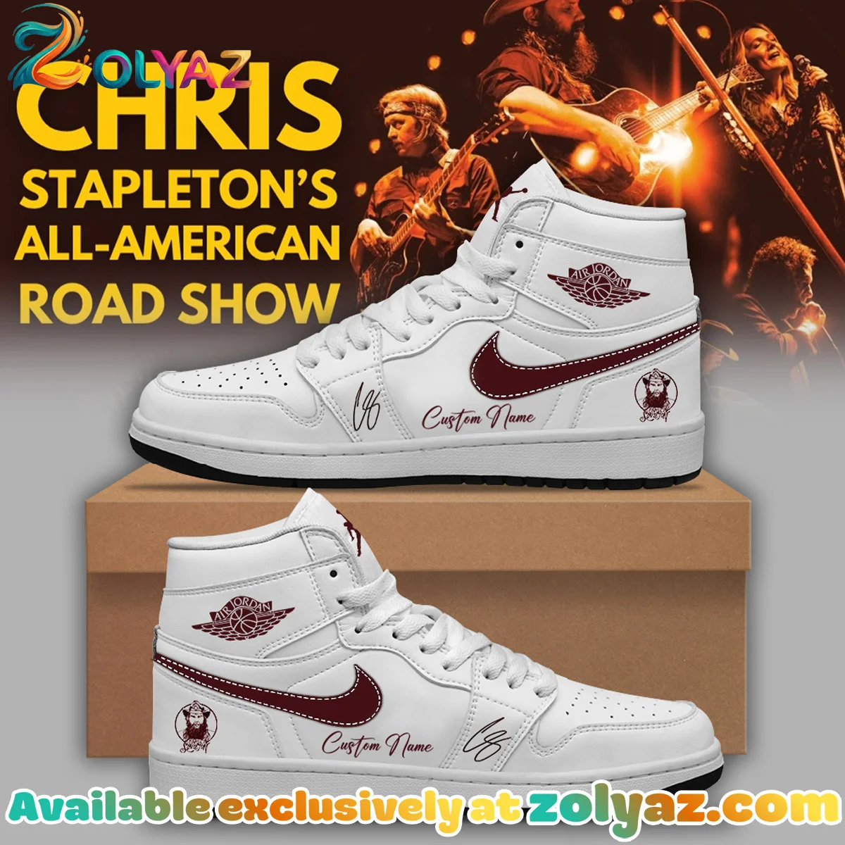 Chris Stapleton All-American Road Show Custom Air Force 1 & Jordan 1 Shoes (Design 3)