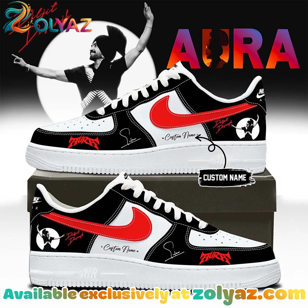 Diljit Dosanjh AURA World Tour Custom Air Force 1 & Jordan 1 Shoes [Drop 5]