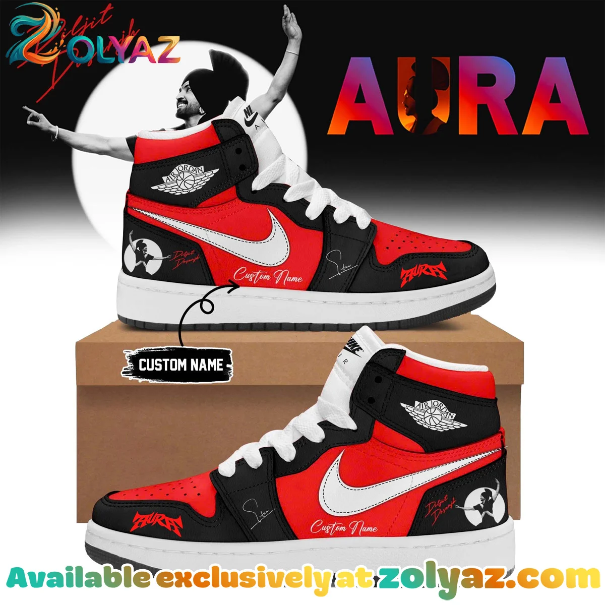 Diljit Dosanjh AURA World Tour Custom Air Force 1 & Jordan 1 Shoes (Release 14)