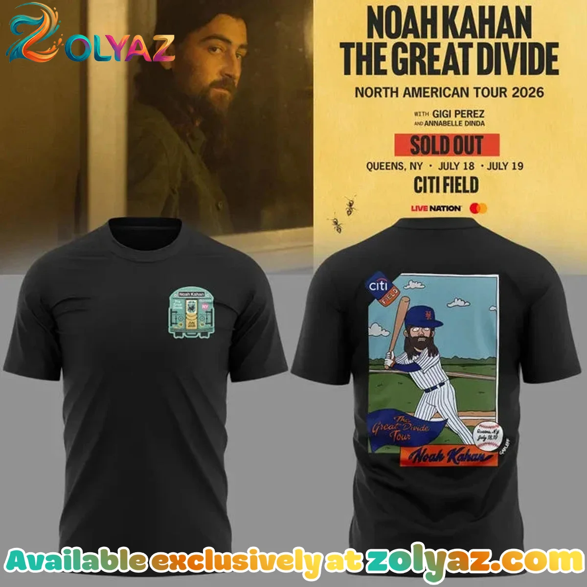Noah Kahan x New York Mets x The Great Divide Tour Shirt & Hoodie (Design 3)