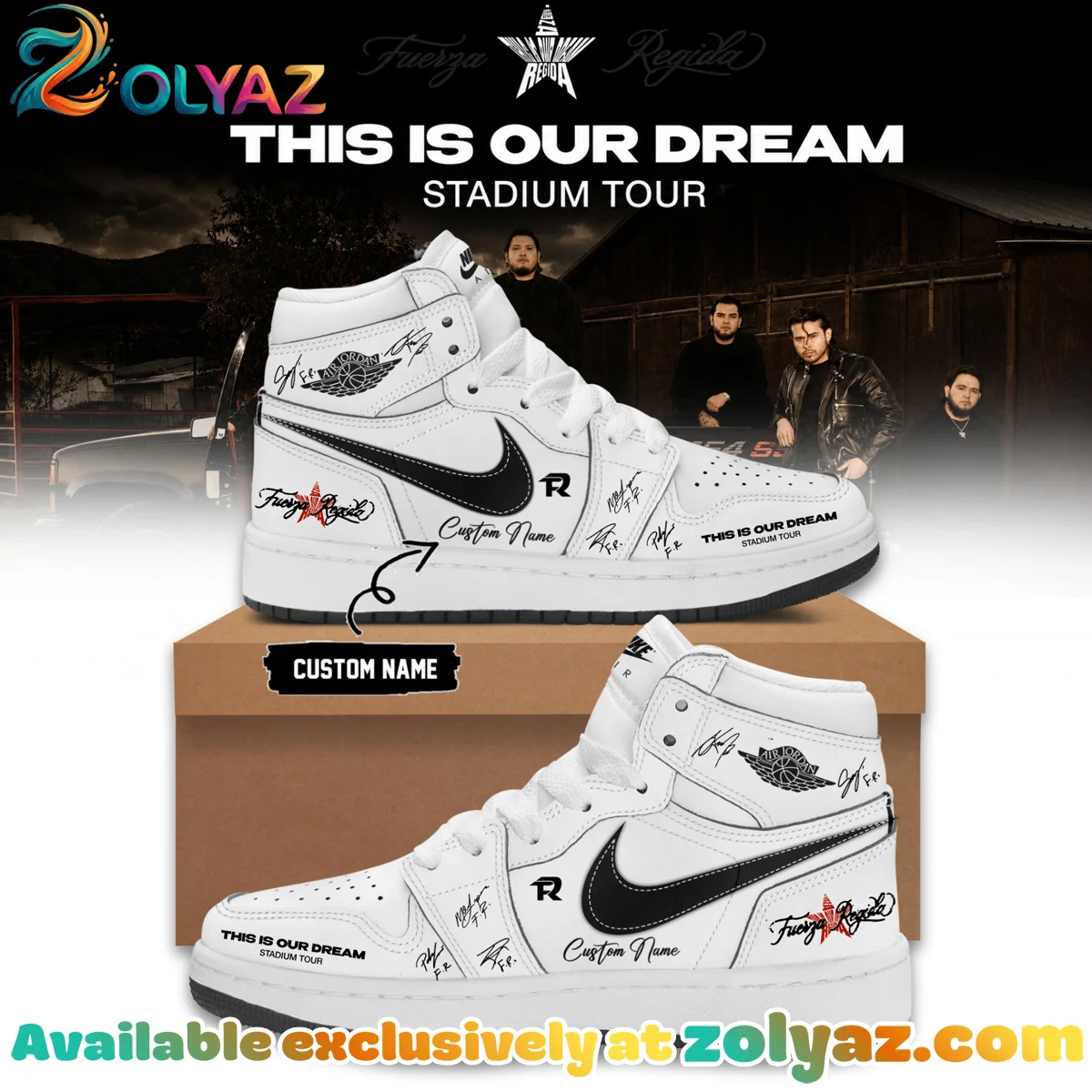 Fuerza Regida This Is Our Dream Stadium Tour Custom Air Force 1 & Jordan 1 Shoes (Design 8)
