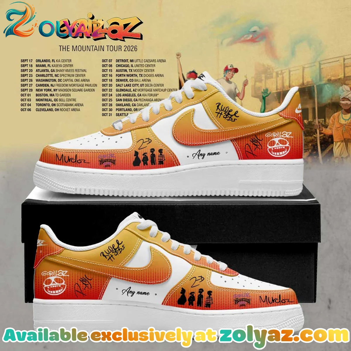 Gorillaz The Mountain Tour Custom Air Force 1 & Jordan 1 Shoes - Part 1