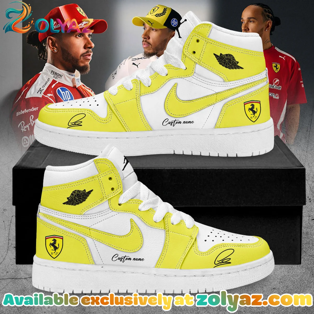 Lewis Hamilton x Scuderia Ferrari Custom Air Force 1 & Jordan 1 Shoes (Style 6)