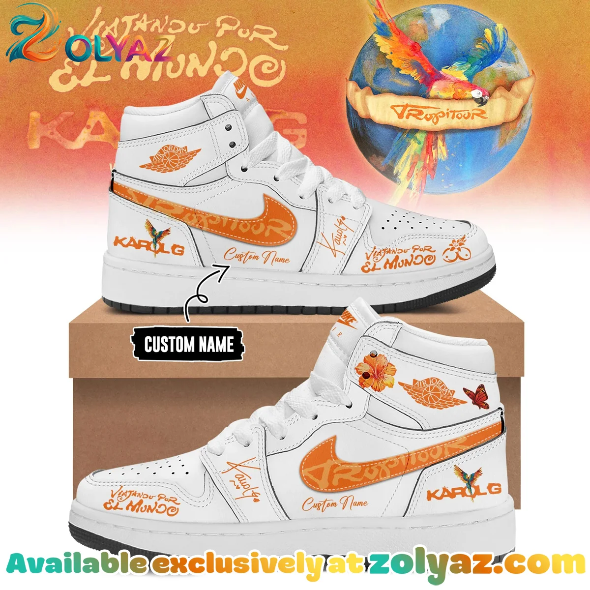 Karol G Viajando Por El Mundo Tropitour Custom Air Force 1 & Jordan 1 Shoes [Batch 4]