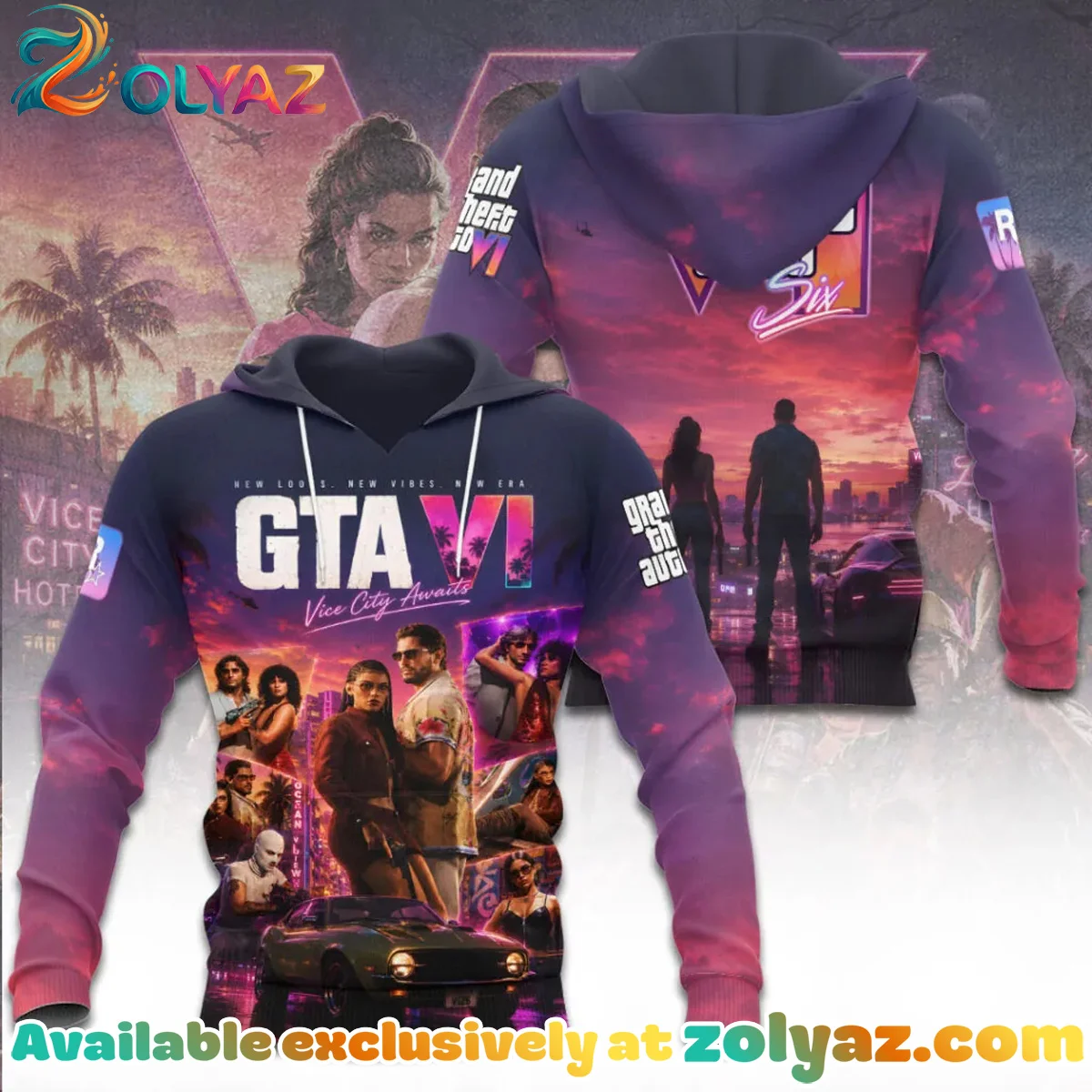 Grand Theft Auto VI T-Shirt & Hoodie (Style 10) Grand Theft Auto VI T-Shirt & Hoodie (Style 10)
