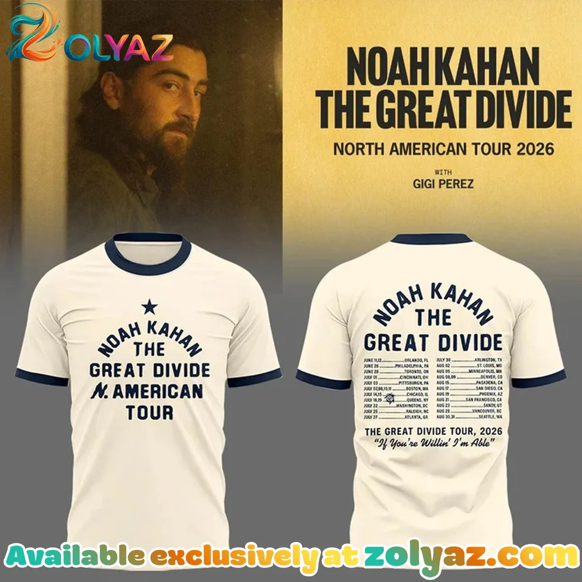 Noah Kahan x The Great Divide Tour Shirt & Hoodie