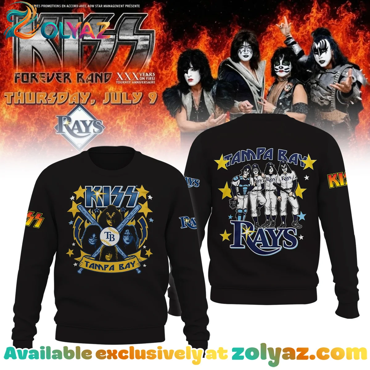 Rays x KISS Forever Band Tour Shirt & Hoodie (Design 4) Rays x KISS Forever Band Tour Shirt & Hoodie (Design 4)