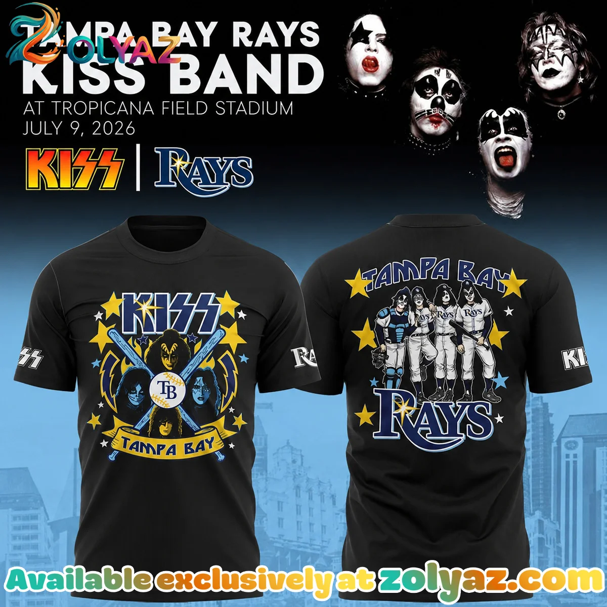Rays x KISS Forever Band Tour Shirt & Hoodie (Style 1)