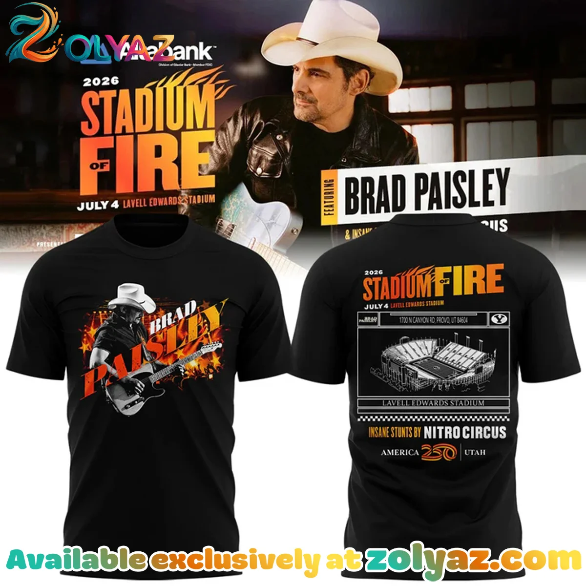 BYU Football x Brad Paisley Stadium Of Fire Tour Shirt & Hoodie - Part 3