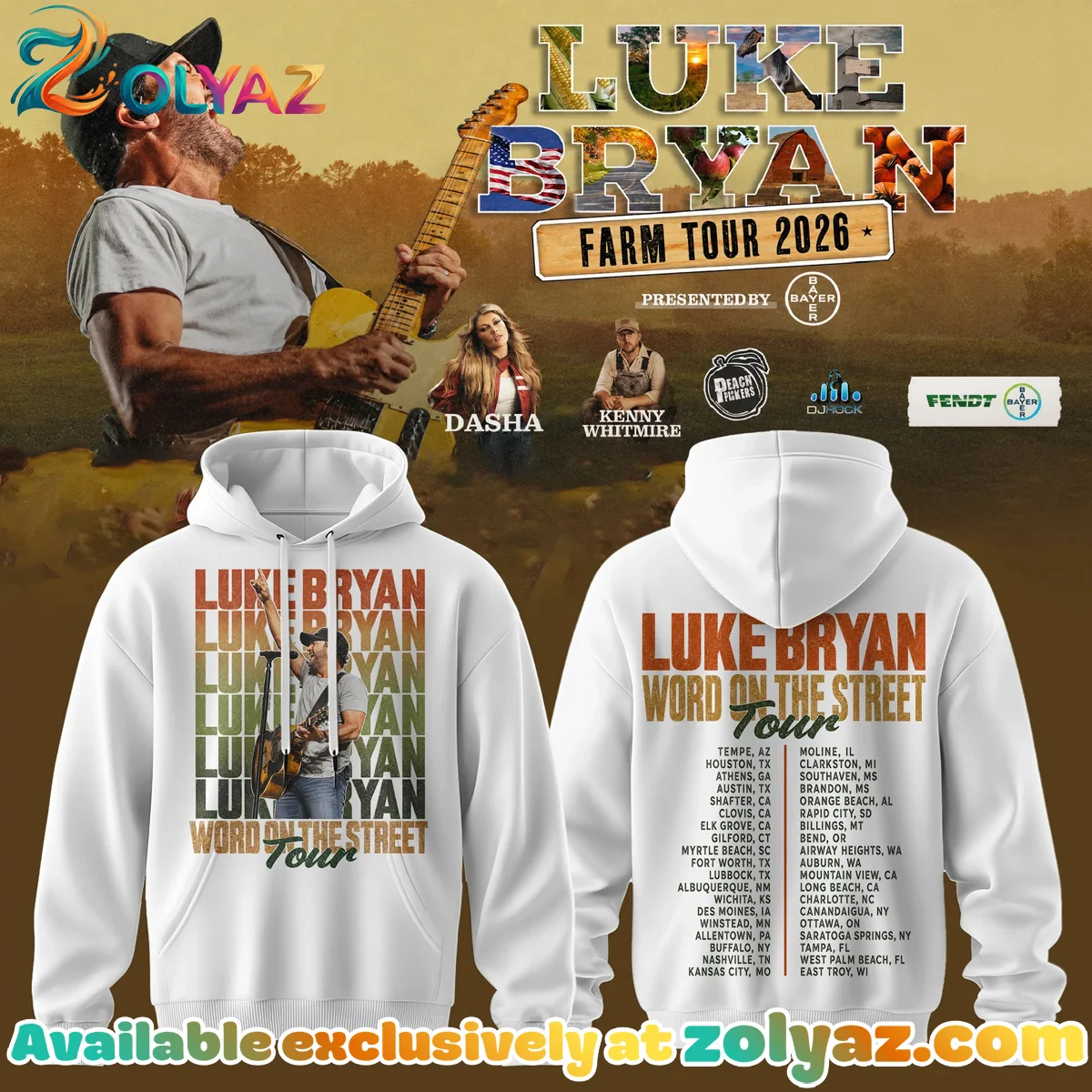 Luke Bryan Word On The Street Tour Shirt & Hoodie (Design 9)