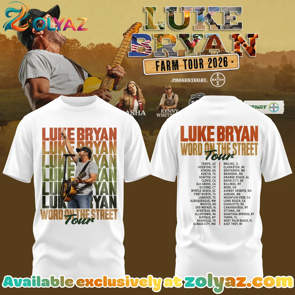 Luke Bryan Word On The Street Tour Shirt & Hoodie (Design 7)