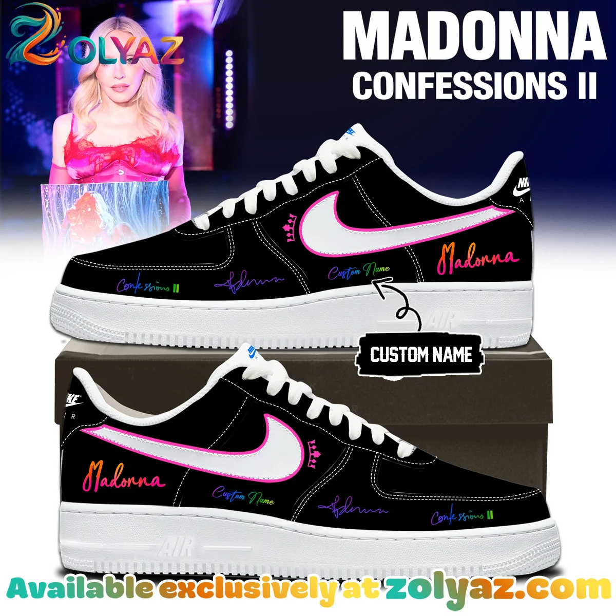 Madonna Confessions II Custom Air Force 1 & Jordan 1 Shoes (Design 28)