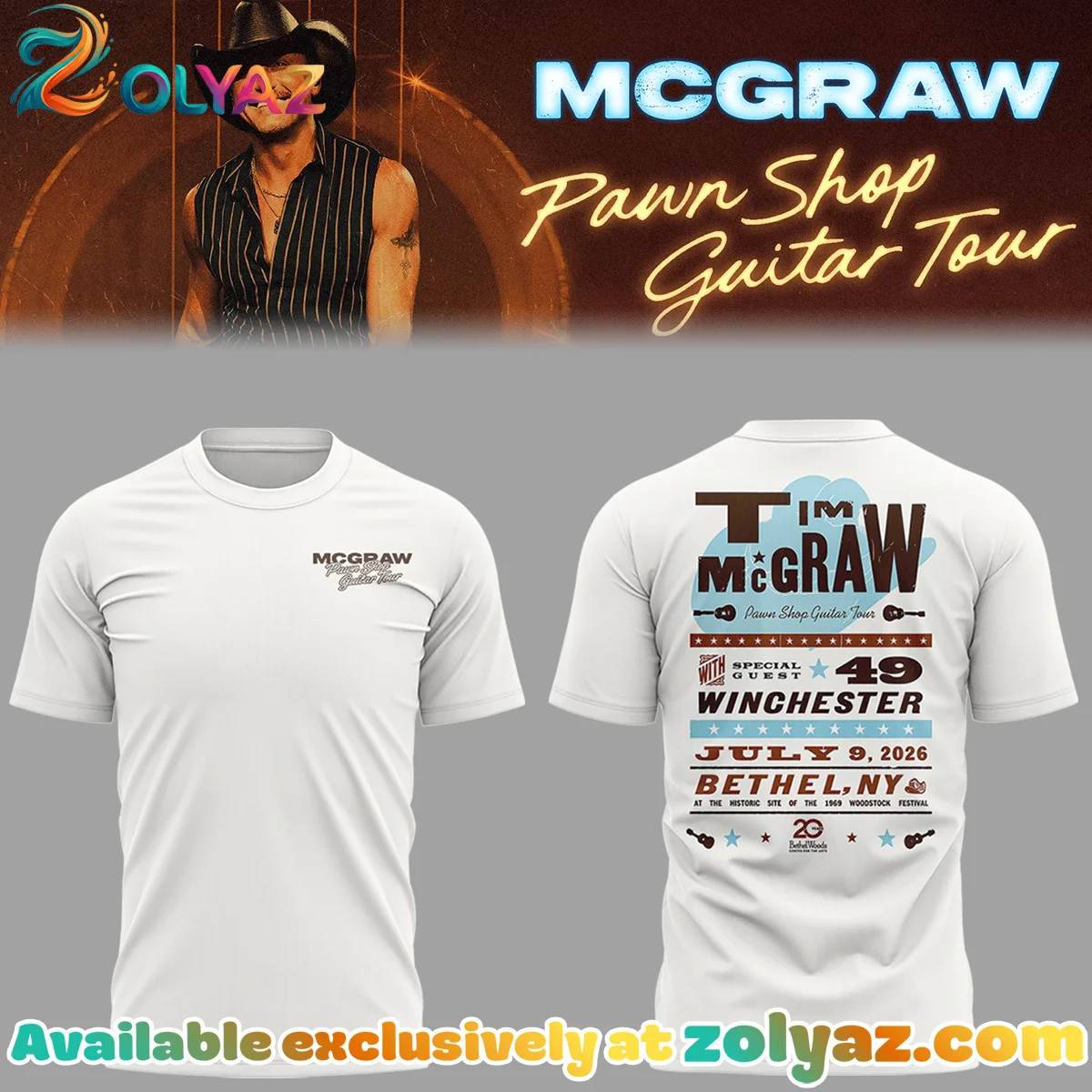 McGraw Pawn Shop Guitar Tour in Bethel Shirt & Hoodie - Series 3