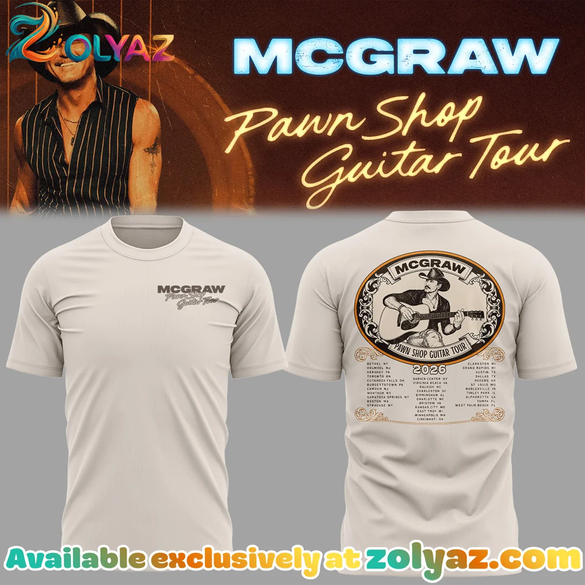 McGraw Pawn Shop Guitar Tour T-Shirt & Hoodie (Release 5)