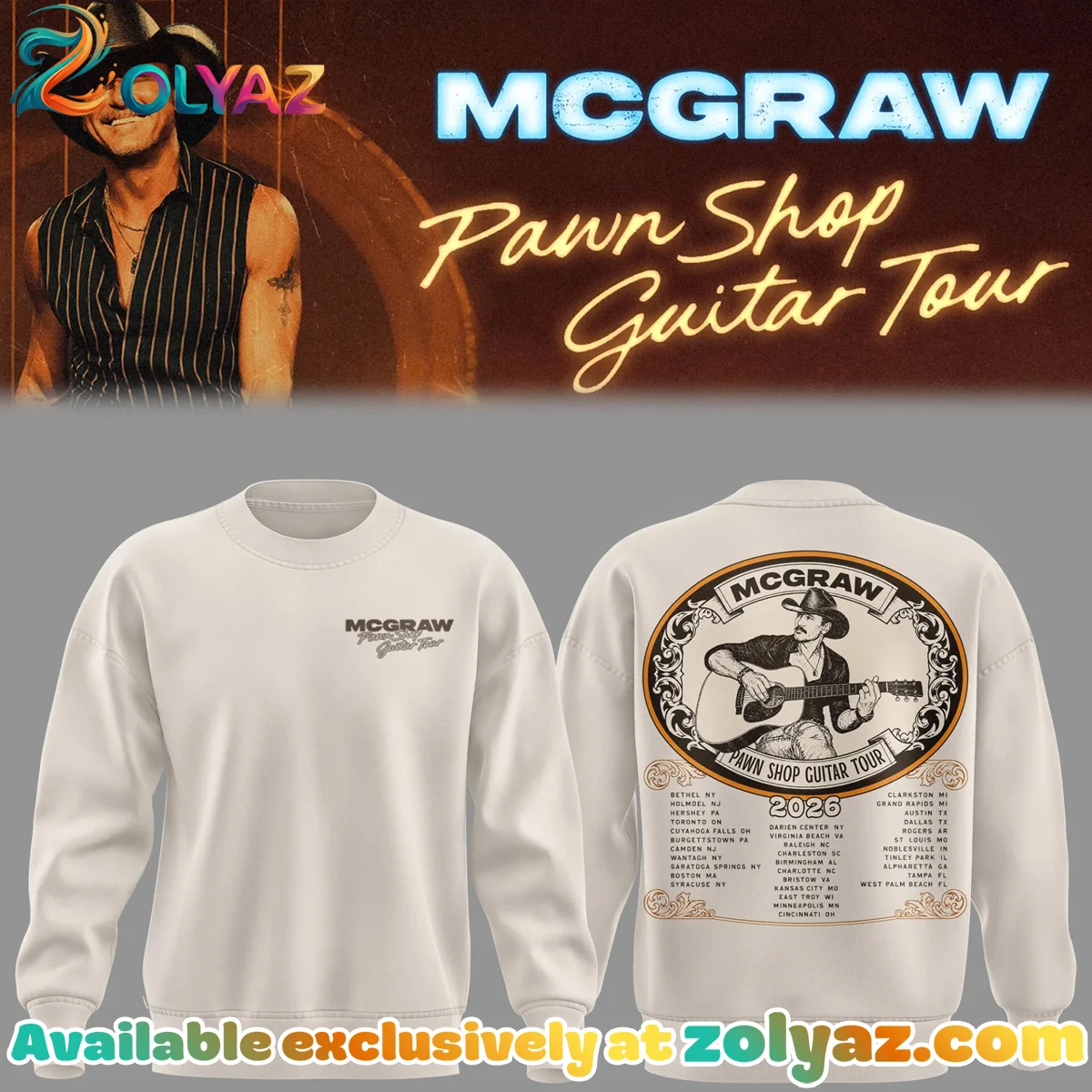 McGraw Pawn Shop Guitar Tour T-Shirt & Hoodie [Batch 2]