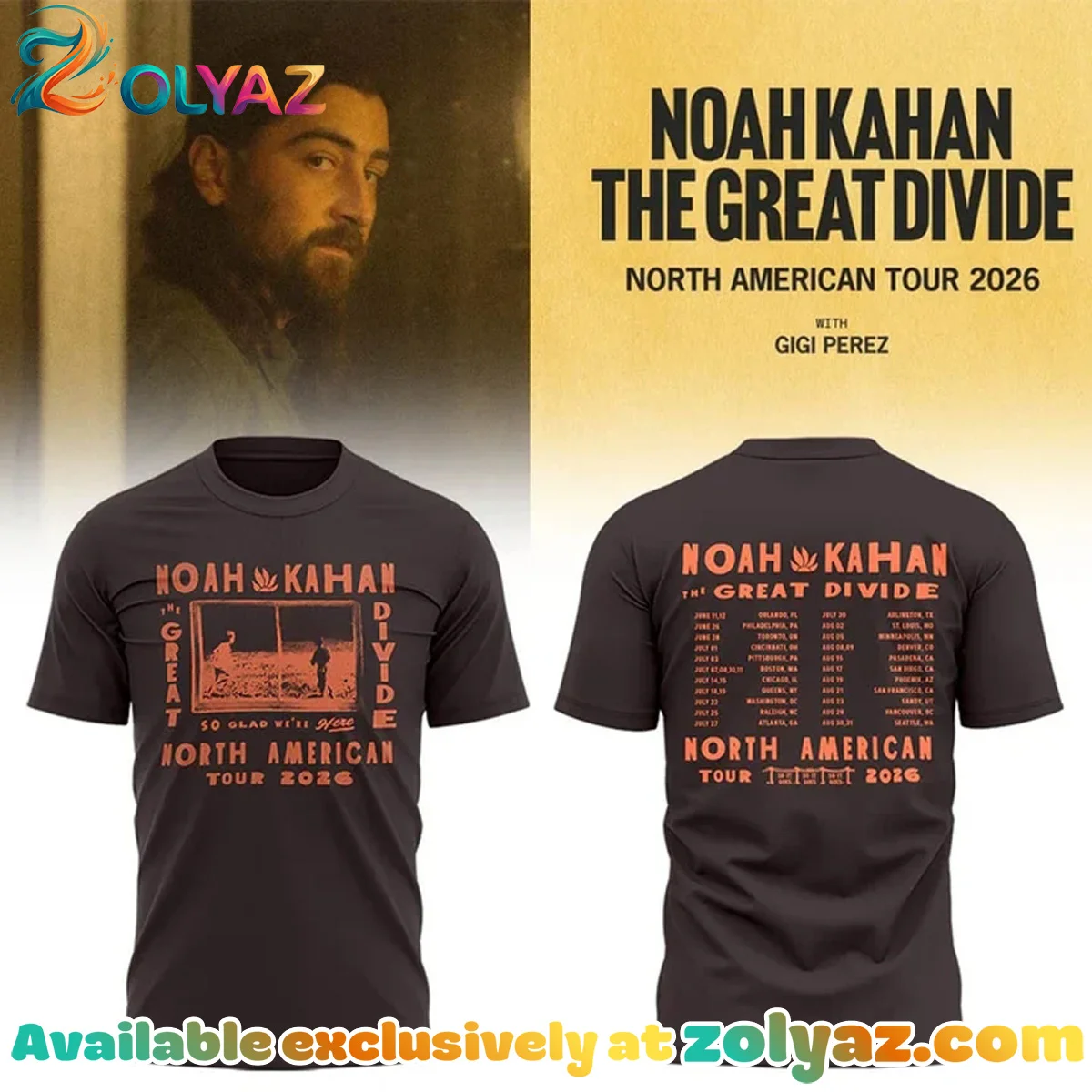 Noah Kahan North American - The Great Divide Tour T-Shirt & Hoodie [Batch 3]