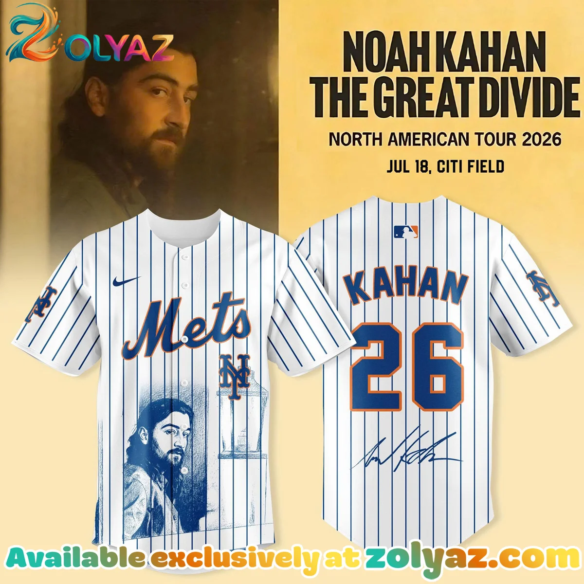 New York Mets x Noah Kahan x The Great Divide Tour Jersey (Design 1)