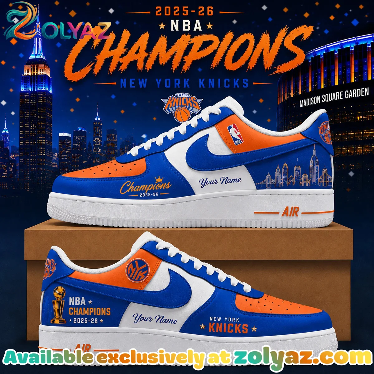 New York Nicks Custom Air Force 1 & Jordan 1 Shoes