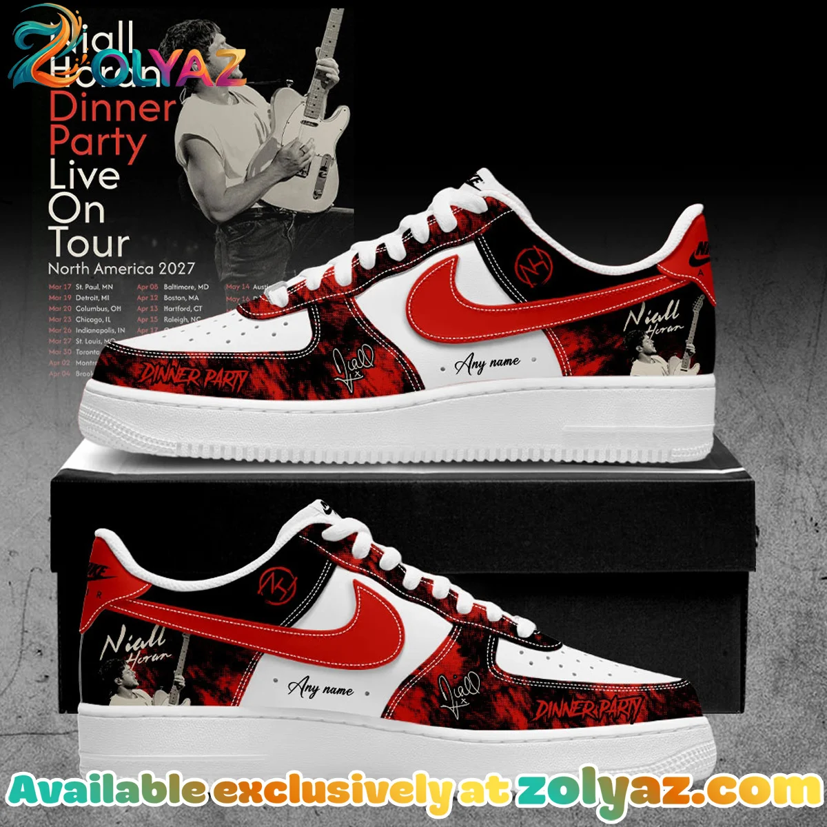 NIALL HORAN Dinner Party Live On Tour Custom Air Force 1 & Jordan 1 Shoes (Release 8)