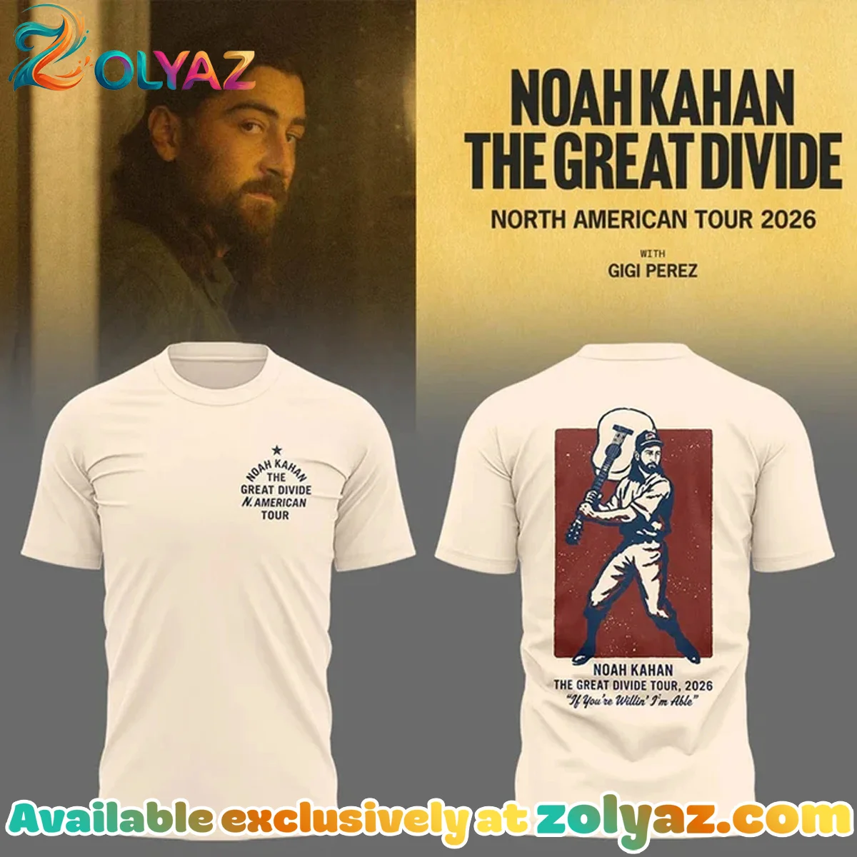 Noah Kahan North American - The Great Divide Tour T-Shirt & Hoodie - Series 1