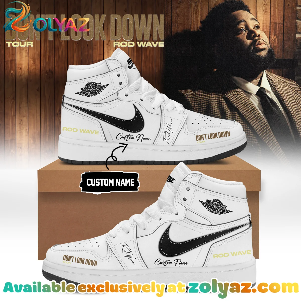 Rod Wave Don't Look Down Tour Custom Air Force 1 & Jordan 1 Shoes - Variant 9