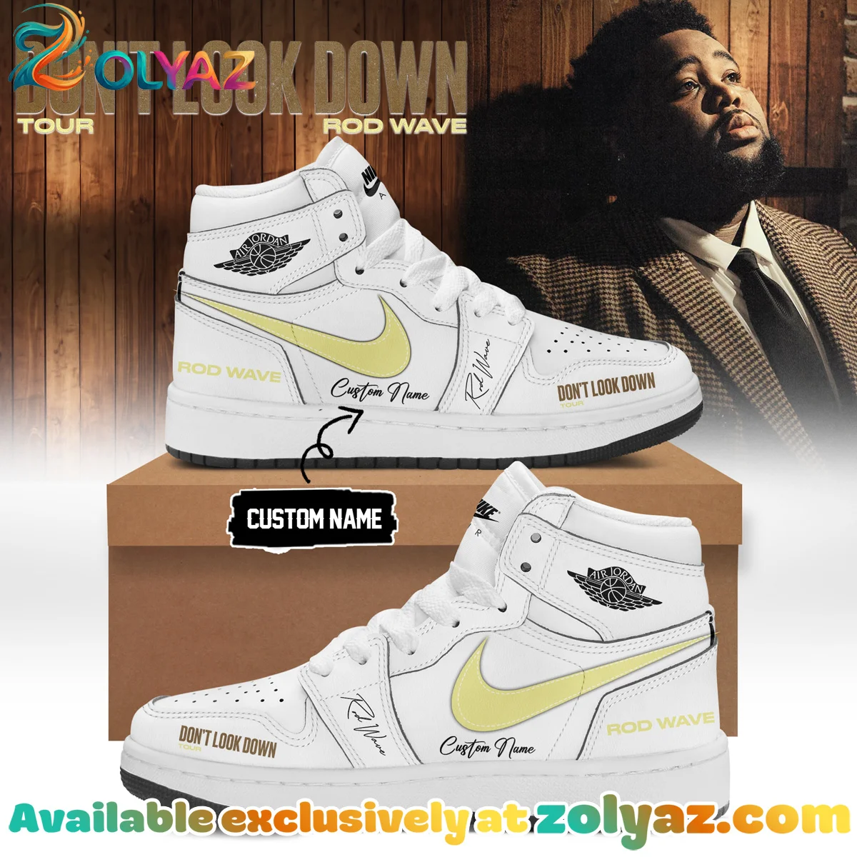 Rod Wave Don't Look Down Tour Custom Air Force 1 & Jordan 1 Shoes (Design 11)